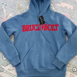 Bruce Bolt Blue Hoodie with Red Logo - NWT - size Men’s Small